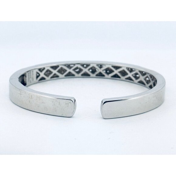 Estate Sterling Silver 925 Designer Diamond Filigree Hinged Cuff Bracelet 6” - Picture 4 of 10